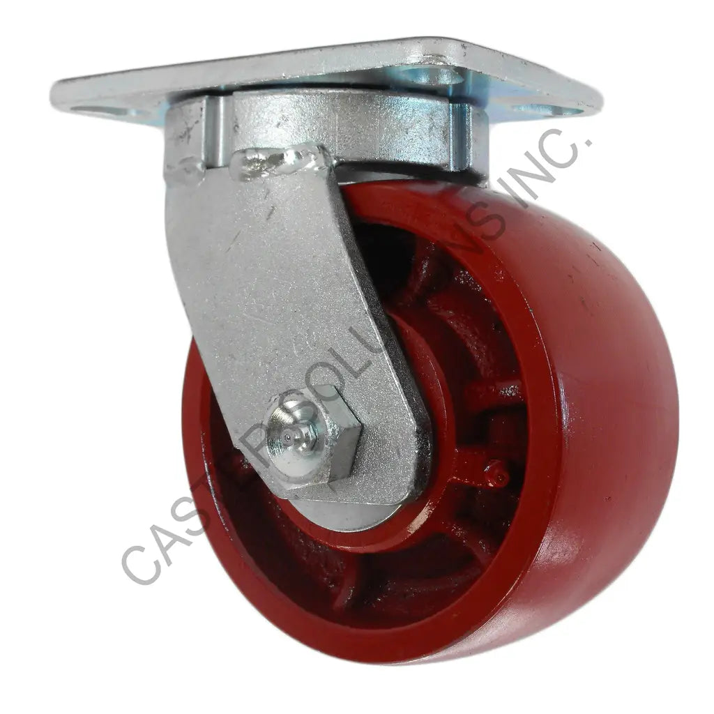 6" x 3" Swivel Plate Caster with Crowned Ductile Steel Wheel