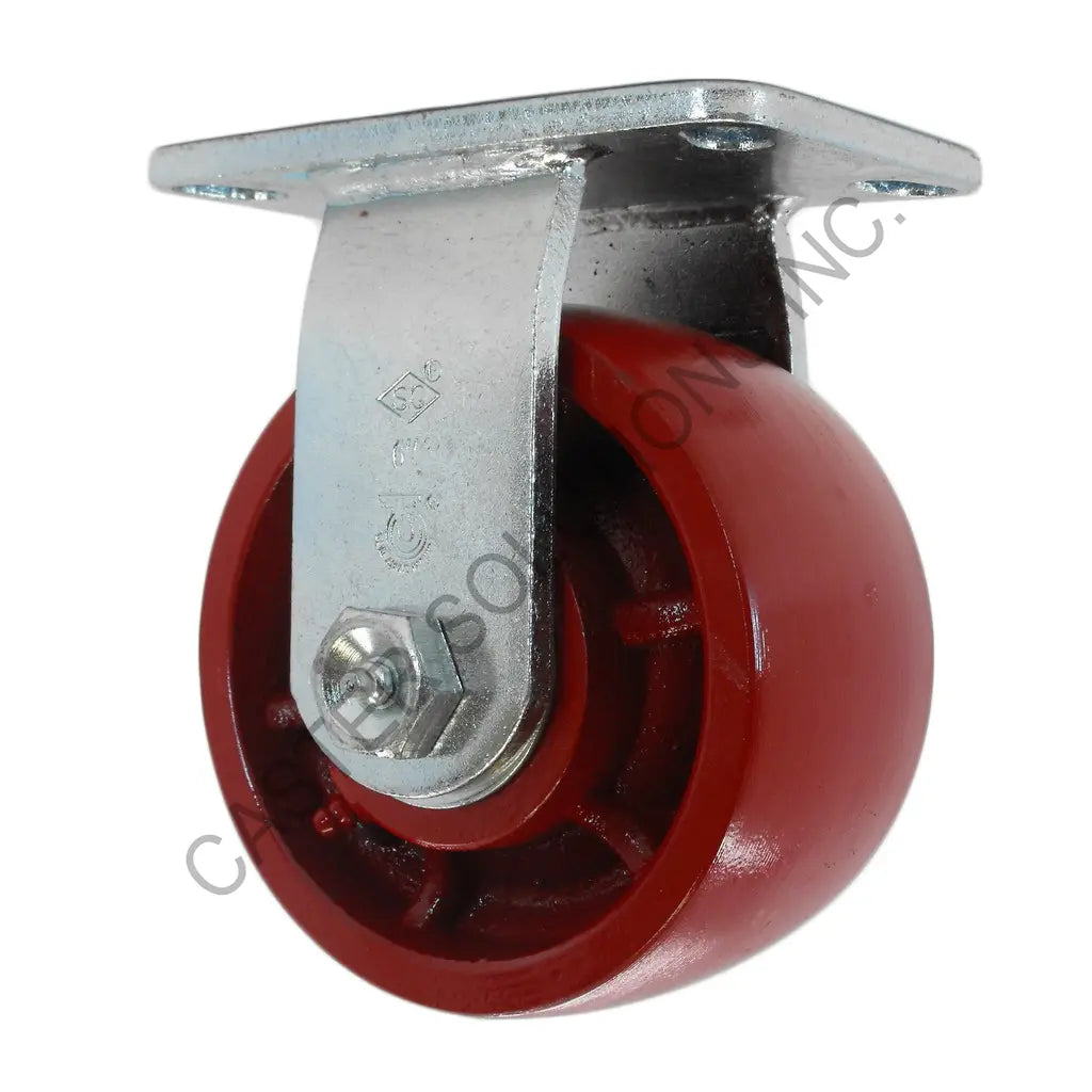 6" x 3" Rigid Plate Caster with Crowned Ductile Steel Wheel