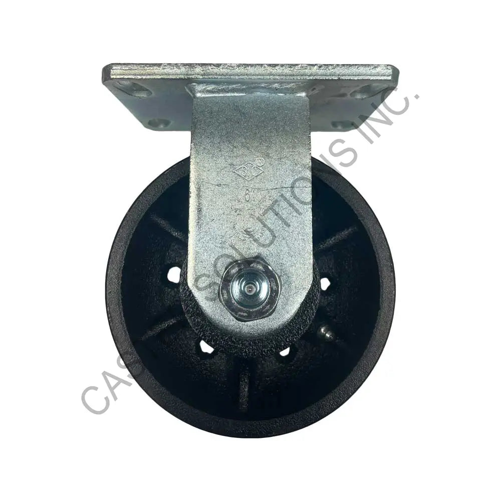 12" x 3" Rigid Plate Caster with Cast Iron V-Groove Wheel