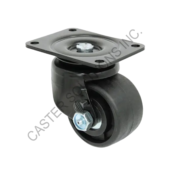 3" x 1-13/16" Swivel Black Plate Caster with IronMan™ Wheel - Thumb Screw Brake