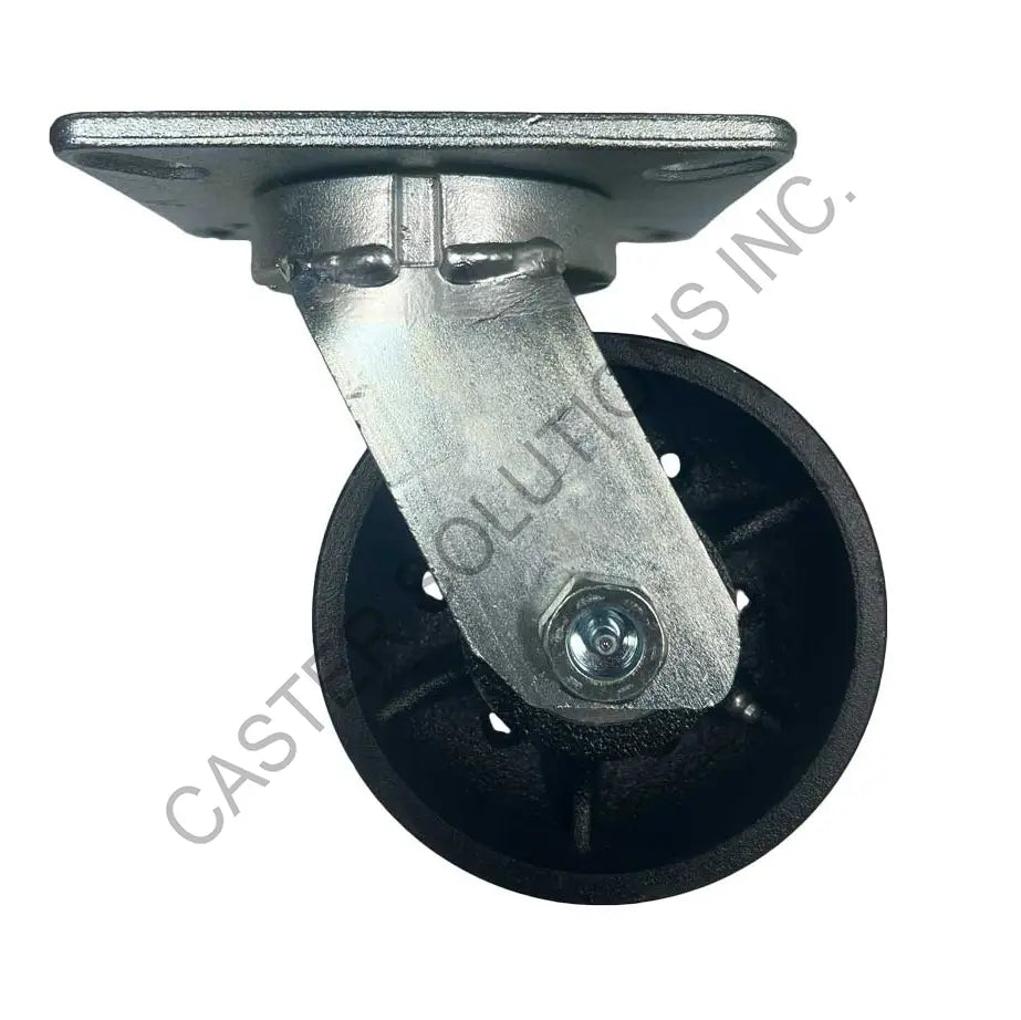12" x 3" Swivel Plate Caster with Cast Iron V-Groove Wheel