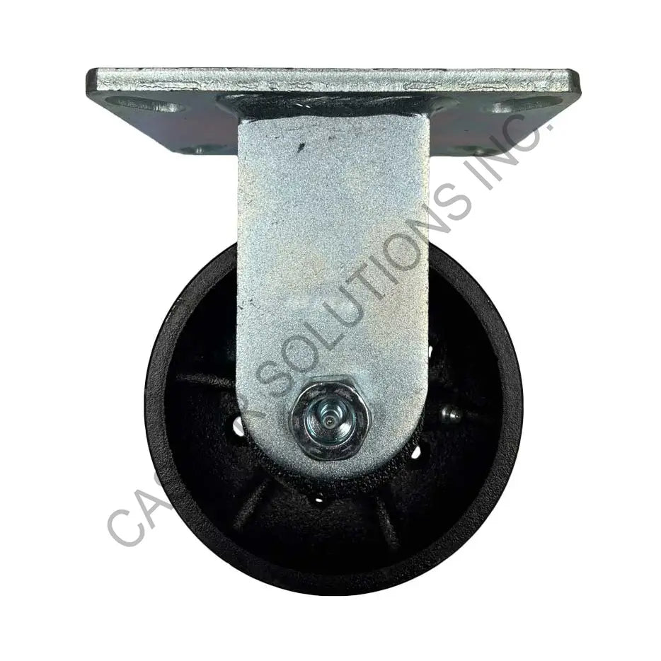 12" x 3" Rigid Plate Caster with Cast Iron V-Groove Wheel