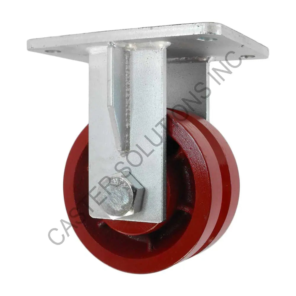 12" x 3" Rigid Plate Caster with Ductile V-Groove Wheel