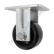 12" x 3" Rigid Plate Caster with Mold-On Rubber Wheel