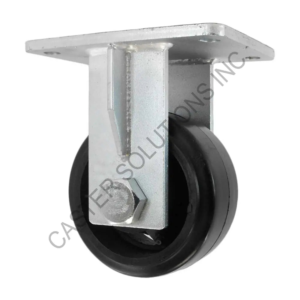 12" x 3" Rigid Plate Caster with Mold-On Rubber Wheel