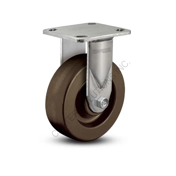 8" x 2" Rigid Stainless Plate Caster with High Temp. Phenolic Wheel