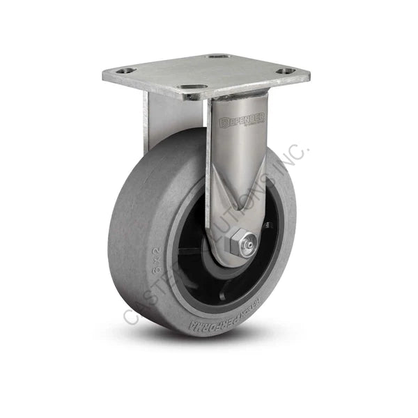 8" x 2" Rigid Stainless Plate Caster with Performa Conductive Wheel