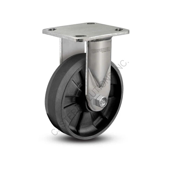 8" x 2" Rigid Stainless Plate Caster with Maxim Wheel