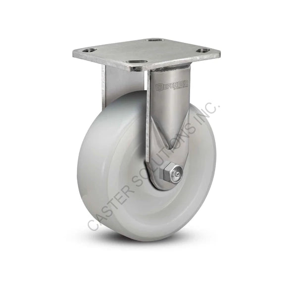 8" x 2" Rigid Stainless Plate Caster with Nylon Wheel