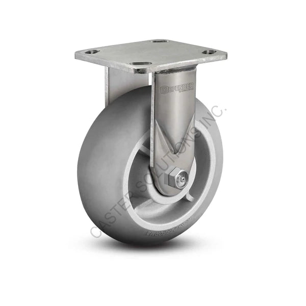 8" x 2" Rigid Stainless Plate Caster with Performa Wheel
