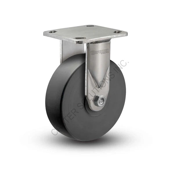 8" x 2" Rigid Stainless Plate Caster with Commander HD Wheel