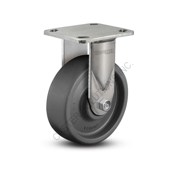 8" x 2" Rigid Stainless Plate Caster with Endura Solid Elastomer Wheel