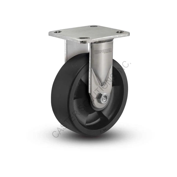 8" x 2" Rigid Stainless Plate Caster with Hi-Temp Nylon Glass Filled Wheel