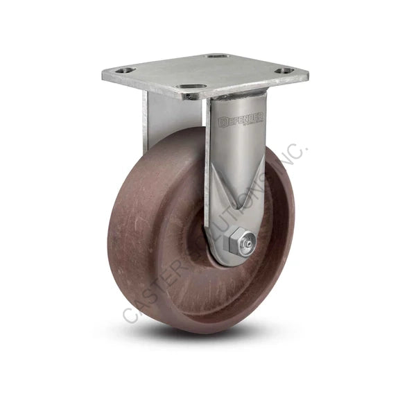 8" x 2" Rigid Stainless Plate Caster with Thermo Hi-Temp Wheel