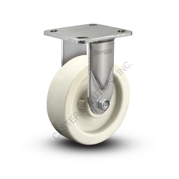 8" x 2" Rigid Stainless Plate Caster with Retort Hi-Temp Wheel