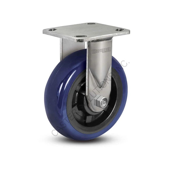 8" x 2" Rigid Stainless Plate Caster with Eagle Polyurethane Wheel