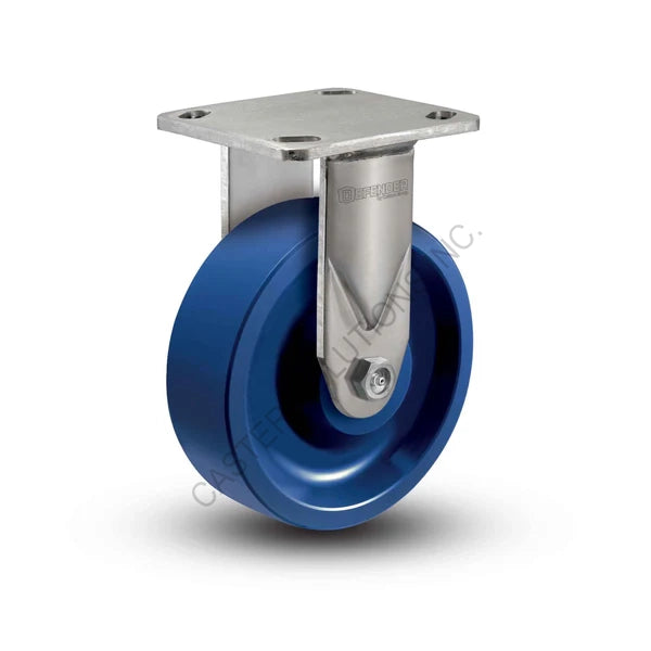8" x 2" Rigid Stainless Plate Caster with K Solid Polyurethane Wheel