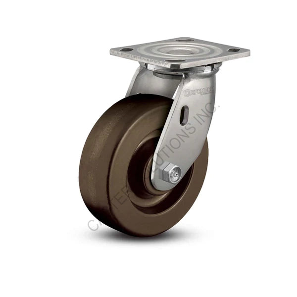 8" x 2" Swivel Stainless Plate Caster with High Temp. Phenolic Wheel