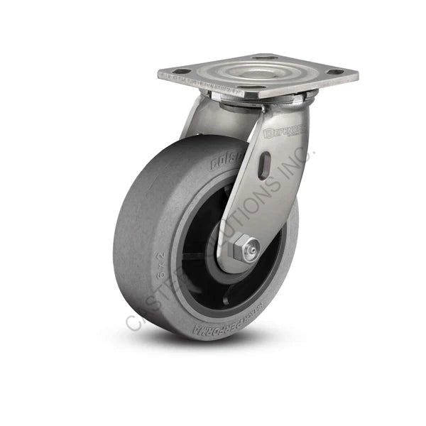 8" x 2" Swivel Stainless Plate Caster with Performa Conductive Wheel