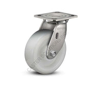 8" x 2" Swivel Stainless Plate Caster with Nylon Wheel