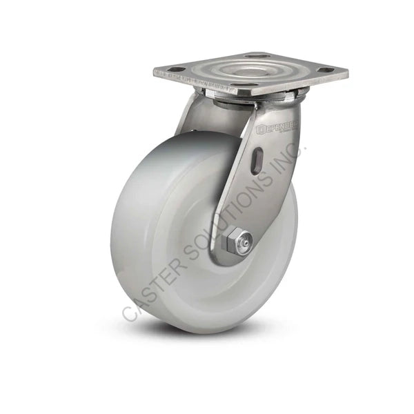 8" x 2" Swivel Stainless Plate Caster with Nylon Wheel