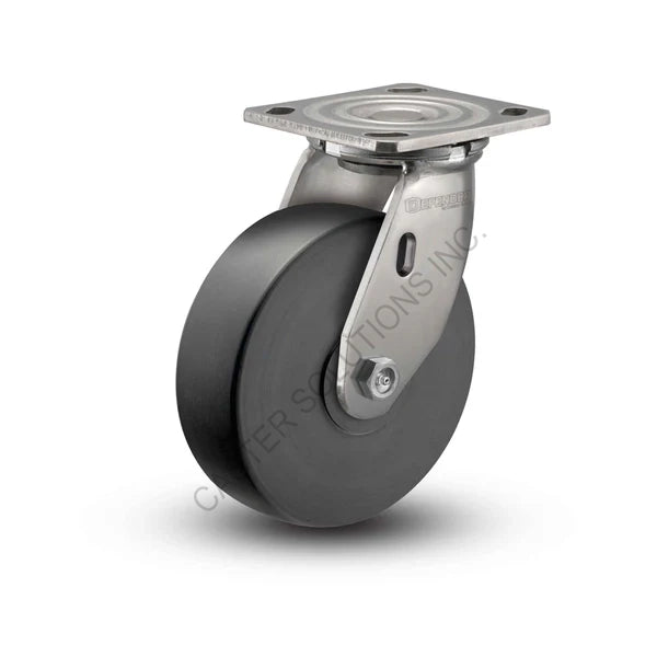8" x 2" Swivel Stainless Plate Caster with Commander HD Wheel