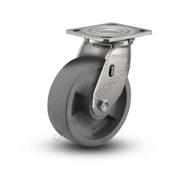 8" x 2" Swivel Stainless Plate Caster with HD Nylon Glass Filled Wheel