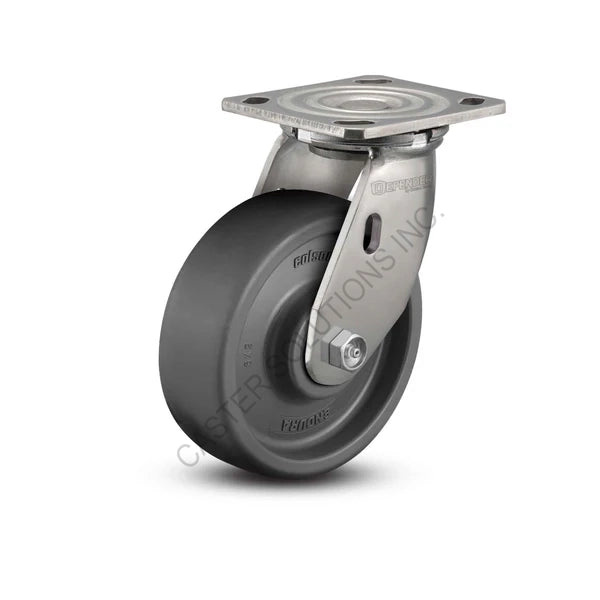 8" x 2" Swivel Stainless Plate Caster with Endura Solid Elastomer Wheel