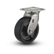 8" x 2" Swivel Stainless Plate Caster with Hi-Temp Nylon Glass Filled Wheel