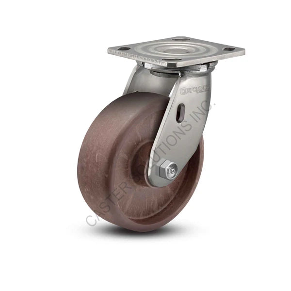 8" x 2" Swivel Stainless Plate Caster with Thermo Hi-Temp Wheel