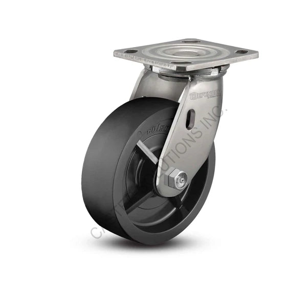 8" x 2" Swivel Stainless Plate Caster with Polyolefin Wheel