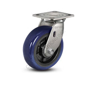 8" x 2" Swivel Stainless Plate Caster with Eagle Polyurethane Wheel