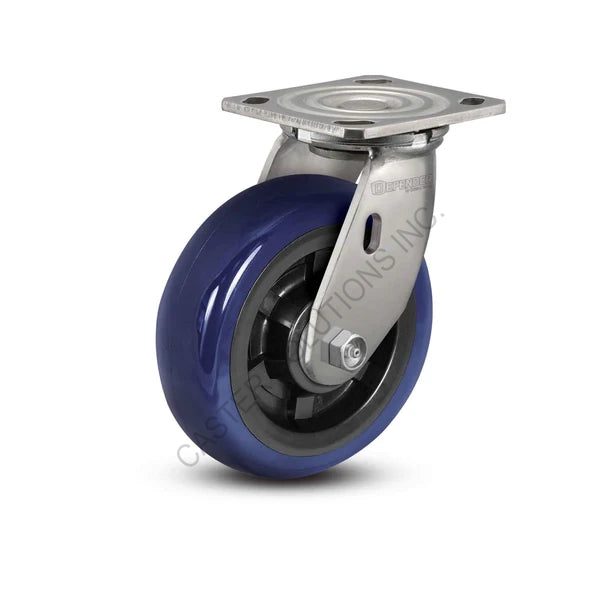 8" x 2" Swivel Stainless Plate Caster with Eagle Polyurethane Wheel