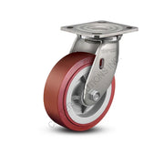 8" x 2" Swivel Stainless Plate Caster with Polyurethane HI-TECH Wheel