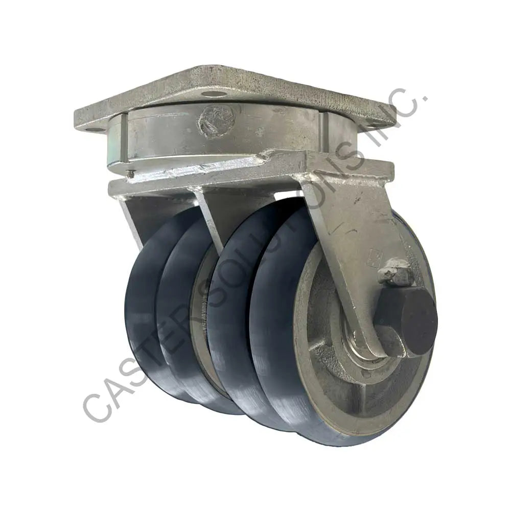 8" x 4" Swivel Plate Caster with Dual Ergo Wheel