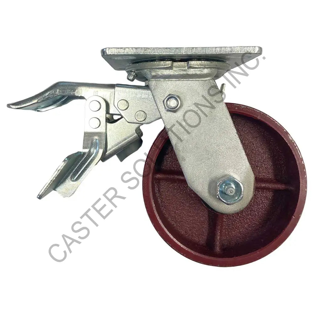 8" x 2" Total-locking Plate Caster with Ductile Steel Wheel