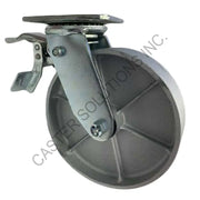 4" x 2" Total-locking Plate Caster with Semi-Steel Wheel