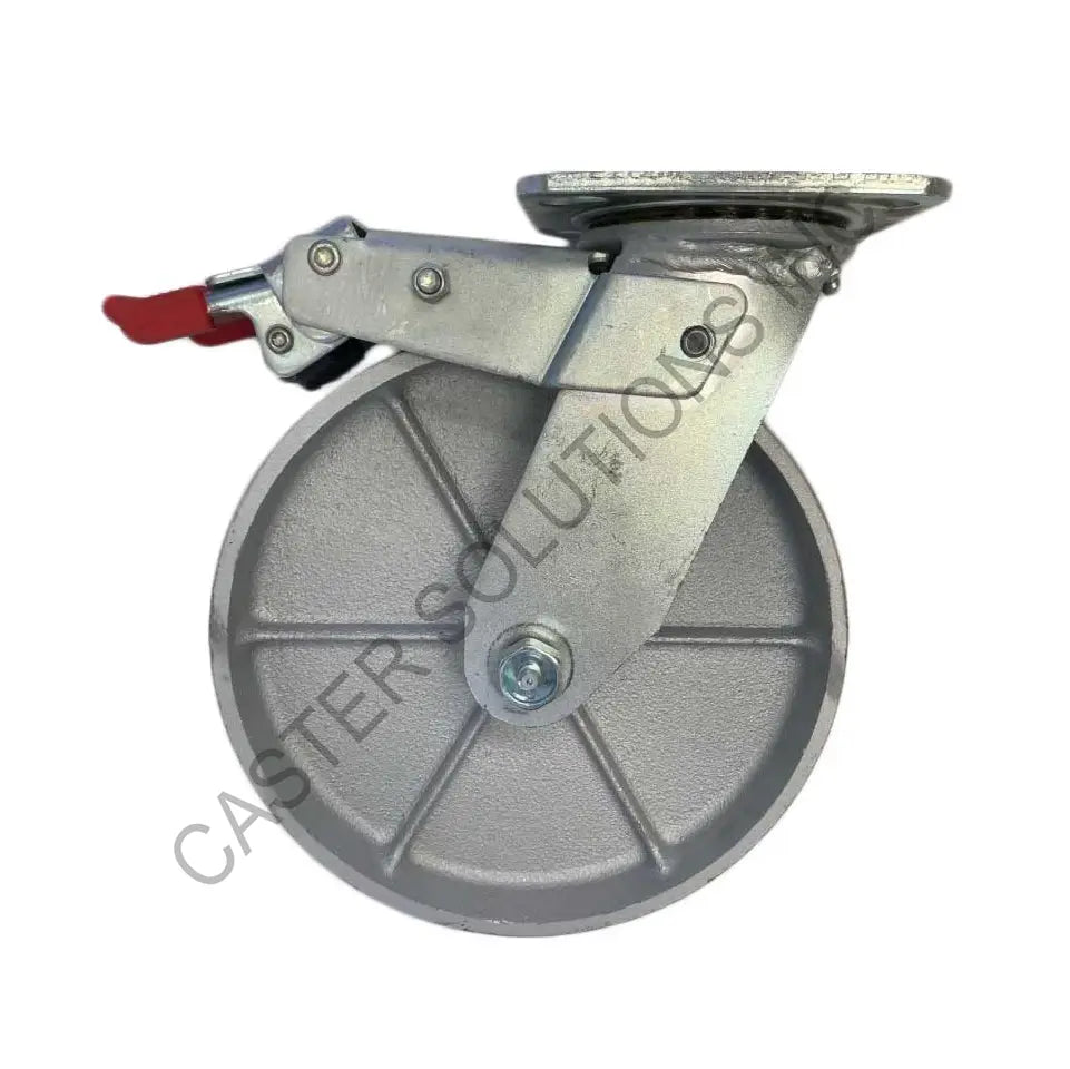 8" x 2" Total-locking Plate Caster with Semi-Steel Wheel