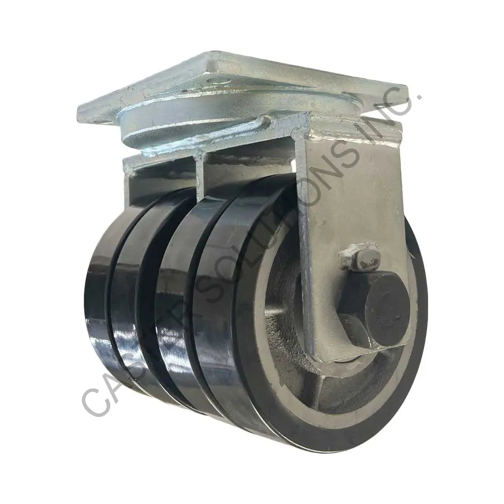 10" x 4" Rigid Plate Caster with Dual Ergo Wheel