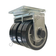 10" x 4" Rigid Plate Caster with Dual Ergo Wheel