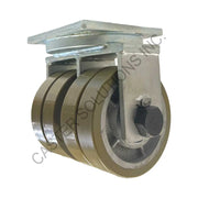 8" x 4" Rigid Plate Caster with Dual Ergo Wheel