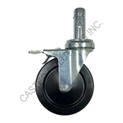 5" x 1.25" Total-locking Scaffold Stem Caster with Hard Rubber Wheel