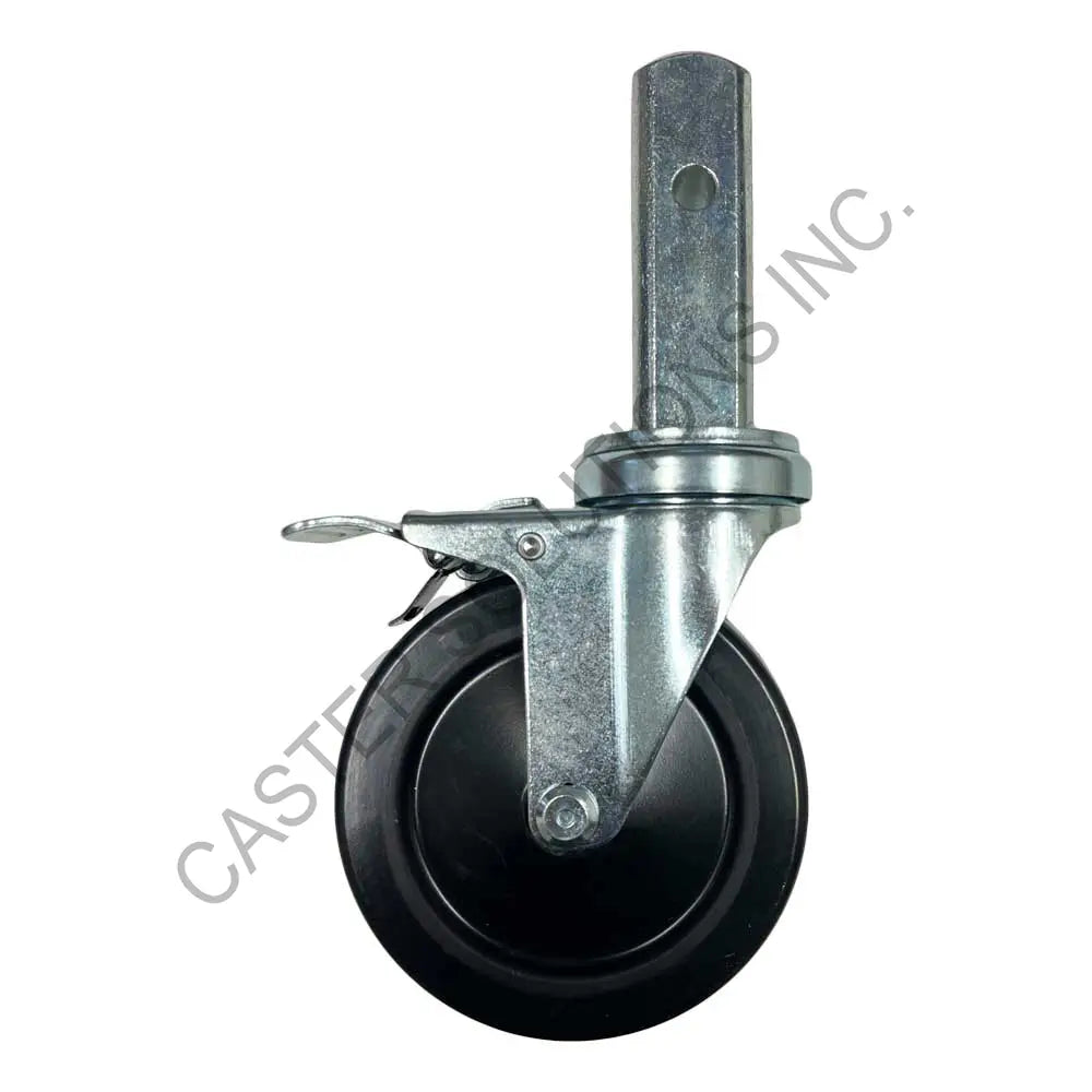 5" x 1.25" Total-locking Scaffold Stem Caster with Hard Rubber Wheel
