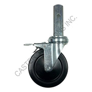 5" x 1.25" Total-locking Scaffold Stem Caster with Hard Rubber Wheel